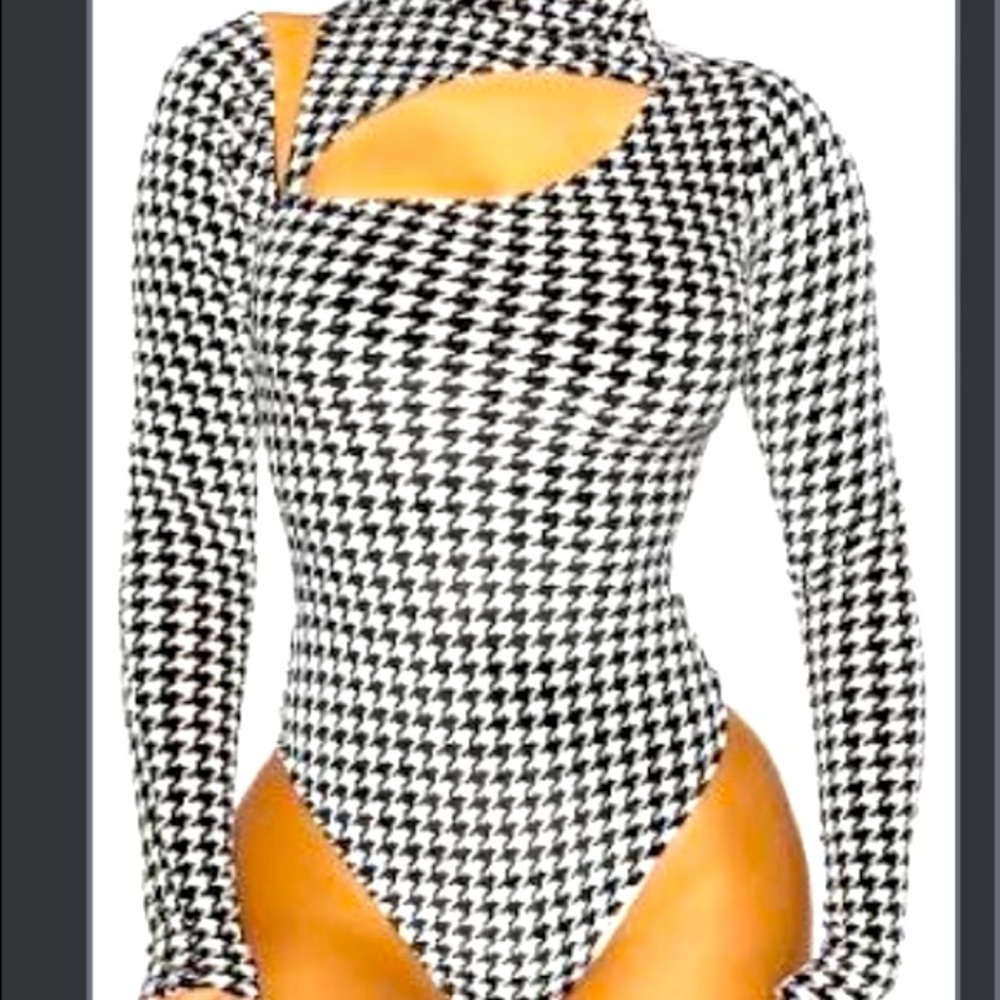 Houndstooth black and white bodysuit
